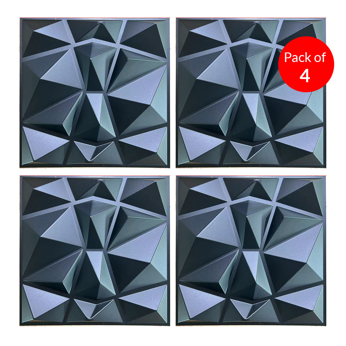 Diamond Shape Pvc 3D PVC Wall Panel, Faceted Diamond Design, Black Size: 500x500x1mm | P