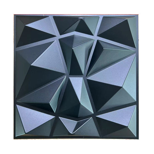 3D PVC Wall Panel, Faceted Diamond Design, Black Size: 500x500x1mm | Pack of 4
