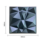 3D PVC Wall Panel, Faceted Diamond Design, Black Size: 500x500x1mm | Pack of 4