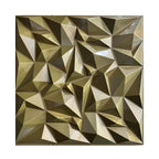 3D PVC Wall Panel, Faceted Diamond Design, Gold, Size: 500x500x1mm | Pack of 4