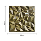 3D PVC Wall Panel, Faceted Diamond Design, Gold, Size: 500x500x1mm | Pack of 4
