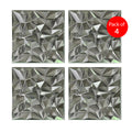 3D PVC Wall Panel, Faceted Diamond Design, Silver, Size: 500x500x1mm | Pack of 4