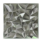 3D PVC Wall Panel, Faceted Diamond Design, Silver, Size: 500x500x1mm | Pack of 4