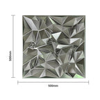 3D PVC Wall Panel, Faceted Diamond Design, Silver, Size: 500x500x1mm | Pack of 4