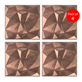 3D PVC Wall Panel, Faceted Diamond Design, Red Copper Rust, Size: 500x500x1mm | Pack of 4