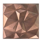 3D PVC Wall Panel, Faceted Diamond Design, Red Copper Rust, Size: 500x500x1mm | Pack of 4