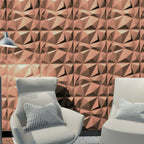 3D PVC Wall Panel, Faceted Diamond Design, Red Copper Rust, Size: 500x500x1mm | Pack of 4