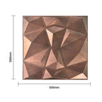 3D PVC Wall Panel, Faceted Diamond Design, Red Copper Rust, Size: 500x500x1mm | Pack of 4