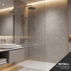 Britwall Light Beige Herringbone PVC Shower Panel Matt Finish – Light Beige Herringbone