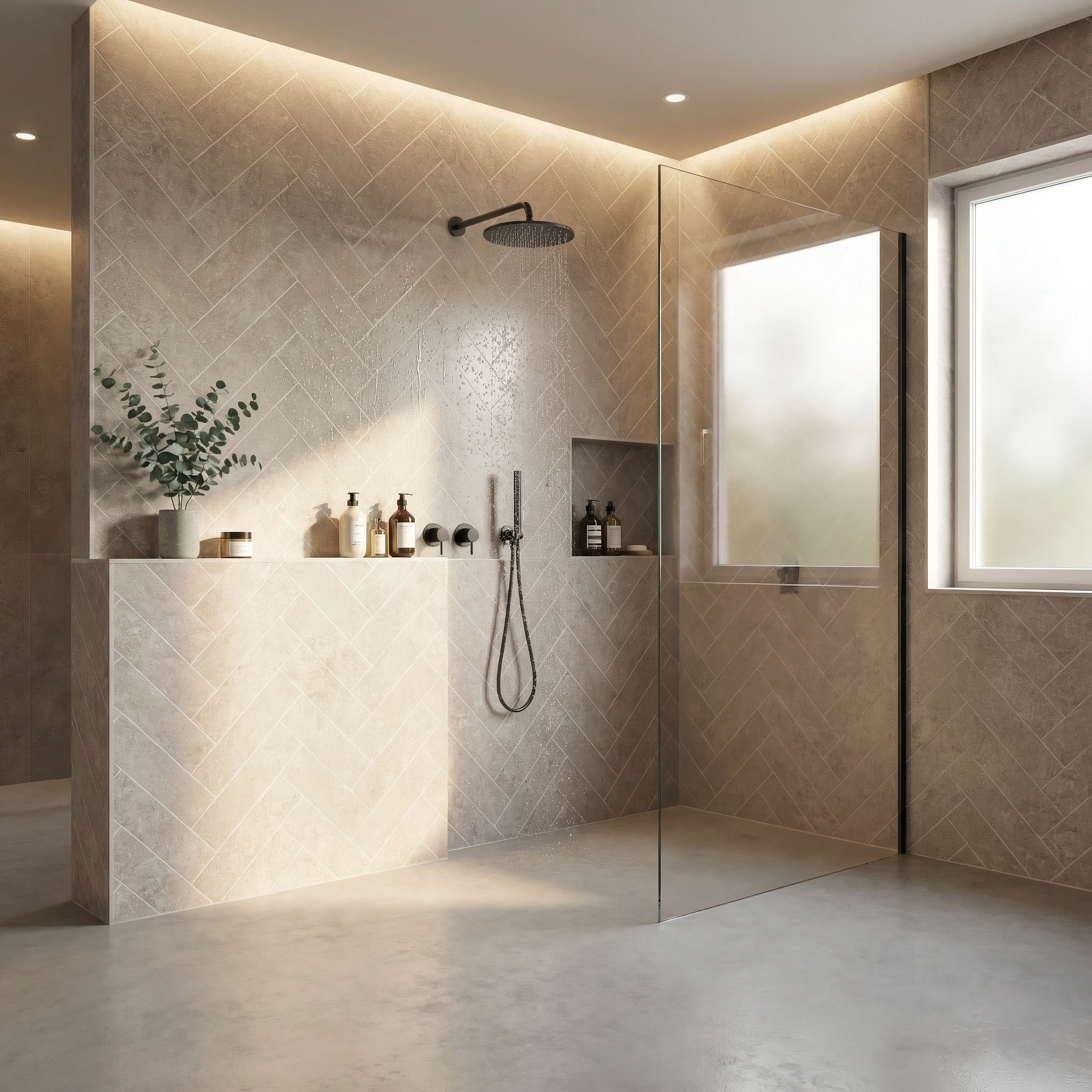 Britwall Light Beige Herringbone PVC Shower Panel Matt Finish – Light Beige Herringbone