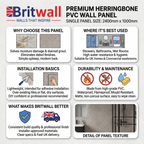 Britwall Light Beige Herringbone PVC Shower Panel Matt Finish – Light Beige Herringbone
