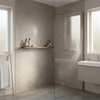 Britwall Light Beige Herringbone PVC Shower Panel Matt Finish – Light Beige Herringbone