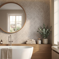 Britwall Light Beige Herringbone PVC Shower Panel Matt Finish – Light Beige Herringbone
