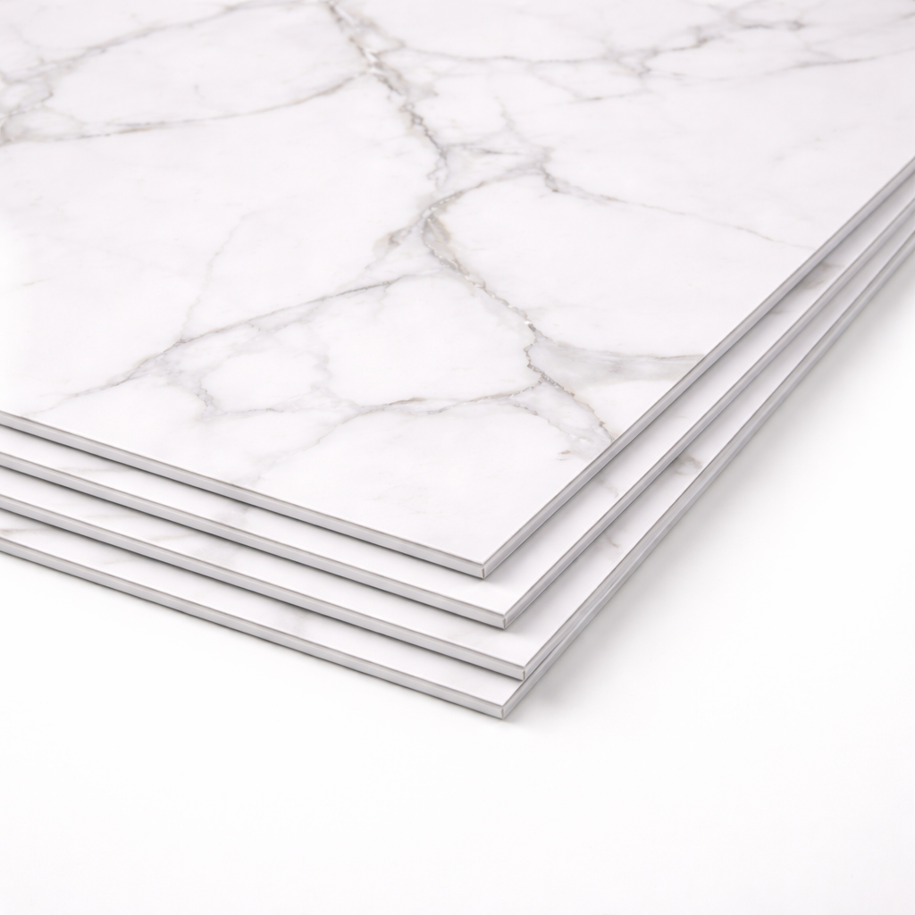 Britwall Carrara Marble White Matt PVC Shower Panel – White