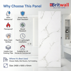 Britwall Carrara Marble White Matt PVC Shower Panel – White