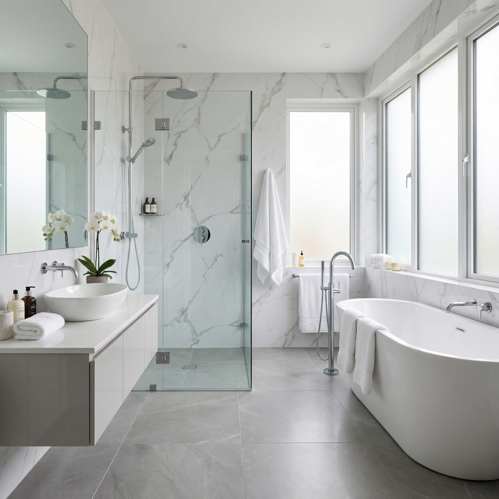 Britwall Carrara Marble White Matt PVC Shower Panel – White