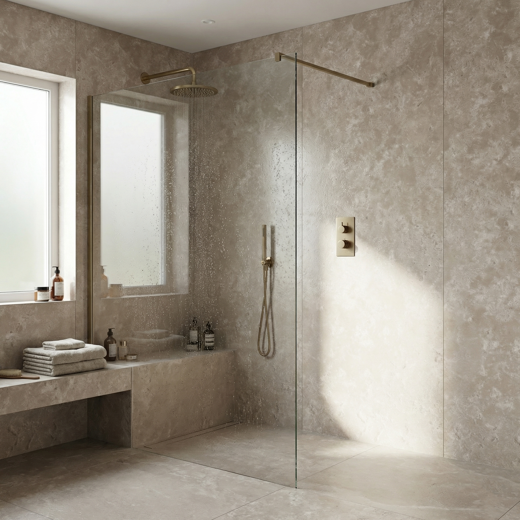 Britwall Concrete Beige Matt PVC Shower Panel – Matt Finish Beige