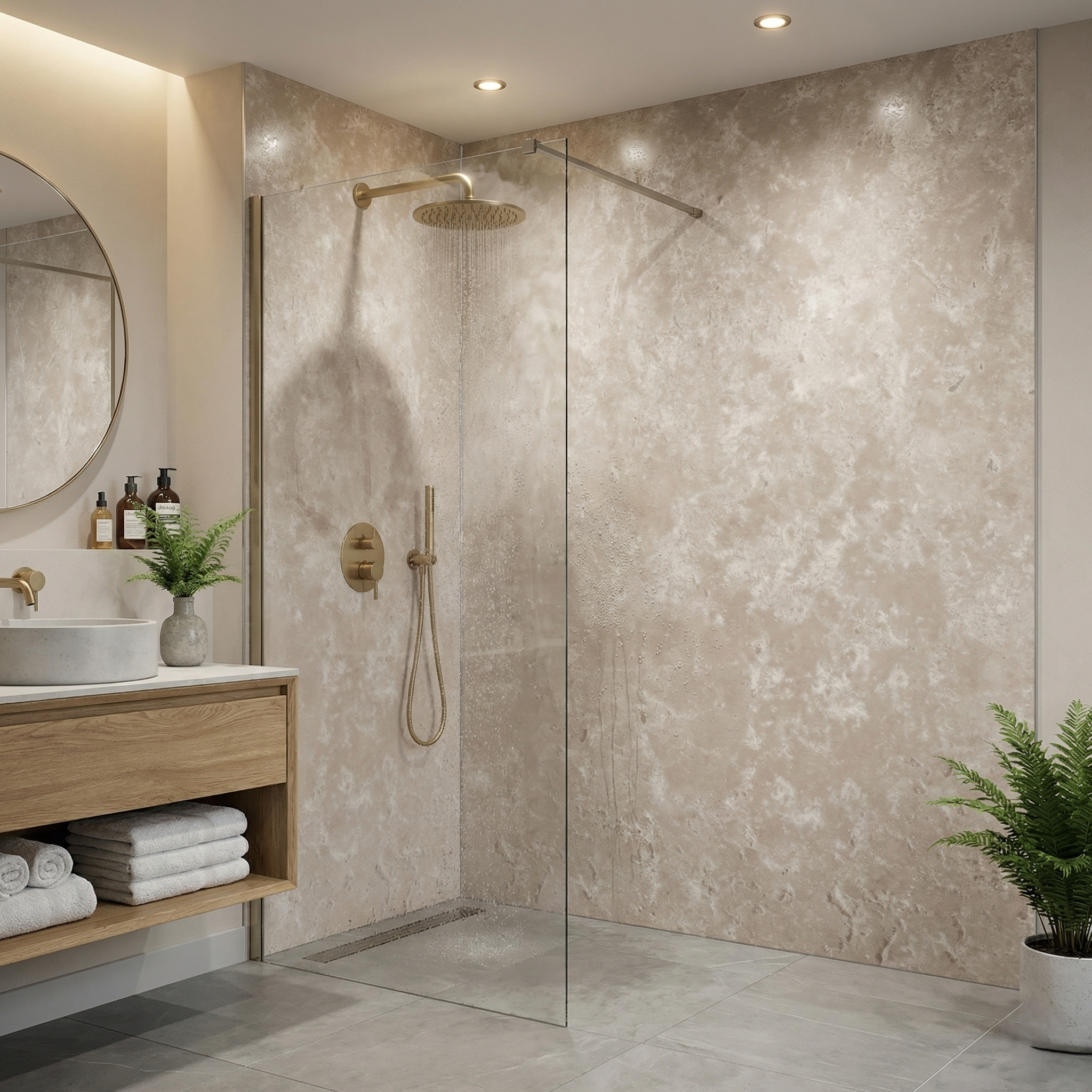 Britwall Concrete Beige Matt PVC Shower Panel – Matt Finish Beige