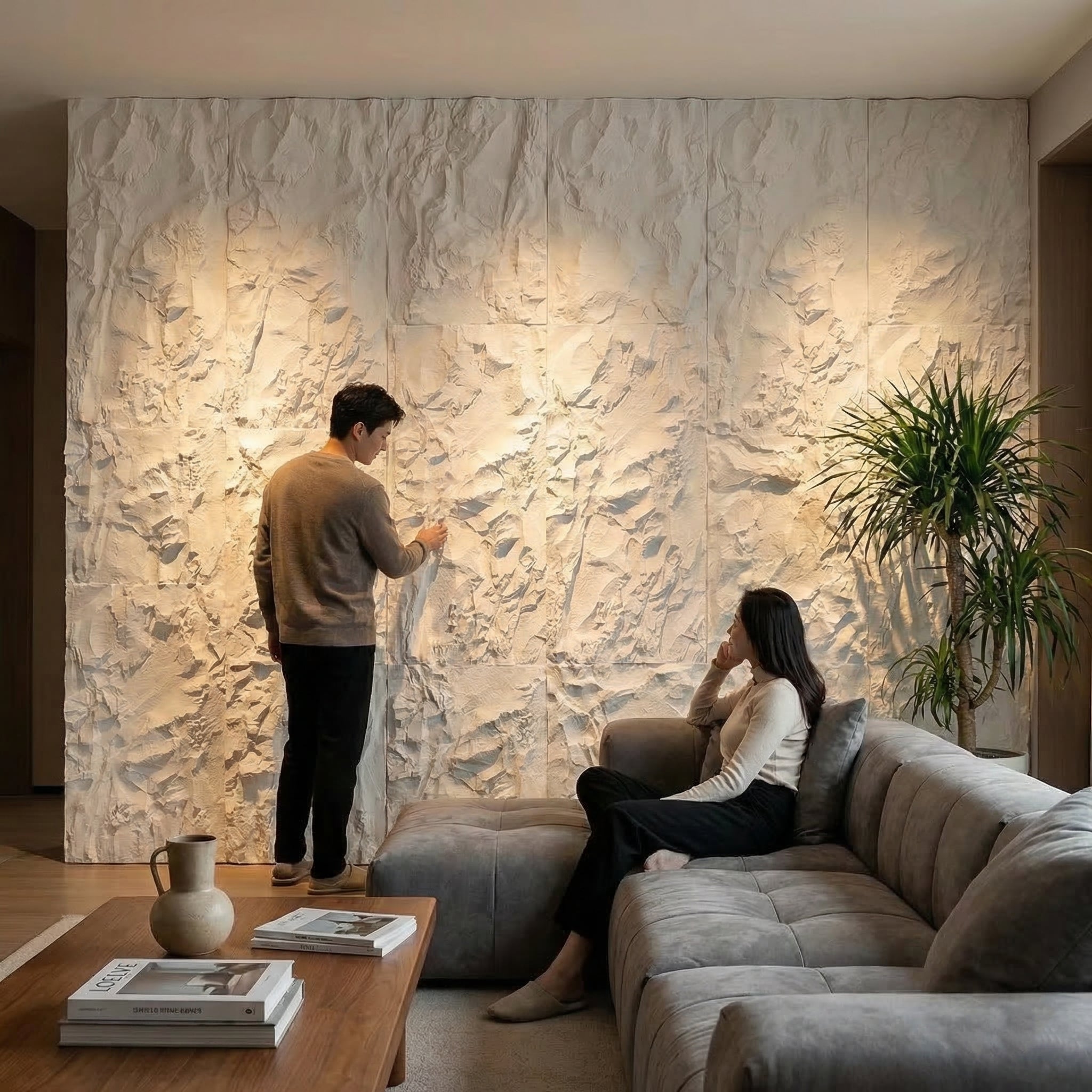 Britwall Light Stone Crushed Texture PU Wall Panel Pack of 3 – Crushed Texture