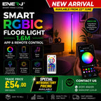 Ener-J Smart RGBIC Floor Light APP Control 1.6M LED Corner Lamp with Remote & Music Sync