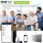 ENER-J Smart WiFi 13A Double Wall Socket with App Control, Individual Timers, 2.1A USB-C Charging Port & LED Indicator, Silver Brushed Finish Remote Smart Home Power Outlet