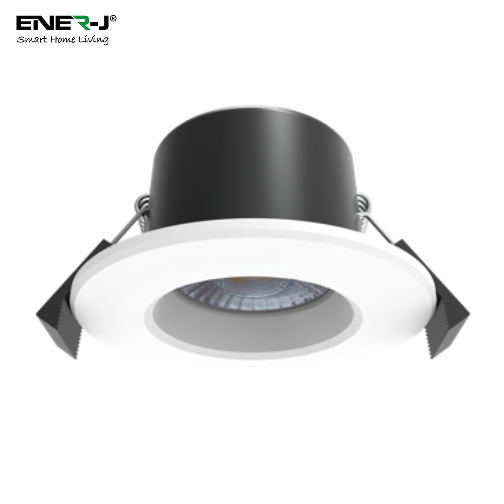 EnerJ Wi-Fi 8W Fire Rated LED Downlight, Water Resistant Downlighters IP65 Bathroom Ceiling Lights, RGB, CCT Adjustable and Dimmable, Voice & App Controlled