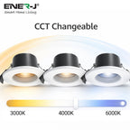 EnerJ Wi-Fi 8W Fire Rated LED Downlight, Water Resistant Downlighters IP65 Bathroom Ceiling Lights, RGB, CCT Adjustable and Dimmable, Voice & App Controlled