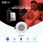 EnerJ Wi-Fi 8W Fire Rated LED Downlight, Water Resistant Downlighters IP65 Bathroom Ceiling Lights, RGB, CCT Adjustable and Dimmable, Voice & App Controlled