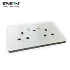 ENER-J Smart WiFi 13A Twin Wall Socket with App Control, Individual Timers, LED Push Buttons & 2.1A USB Charging, White Double Power Socket for Home & Office Automation
