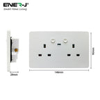 ENER-J Smart WiFi 13A Twin Wall Socket with App Control, Individual Timers, LED Push Buttons & 2.1A USB Charging, White Double Power Socket for Home & Office Automation