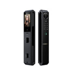 Smart Doorlock With Peephole Camera, Works with fingerprint, Passcodes, APP control, RFID Cards & Mechanical Keys, Black housing, IP65