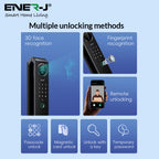 Smart Doorlock With Peephole Camera, Works with fingerprint, Passcodes, APP control, RFID Cards & Mechanical Keys, Black housing, IP65