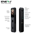 Smart Doorlock With Peephole Camera, Works with fingerprint, Passcodes, APP control, RFID Cards & Mechanical Keys, Black housing, IP65
