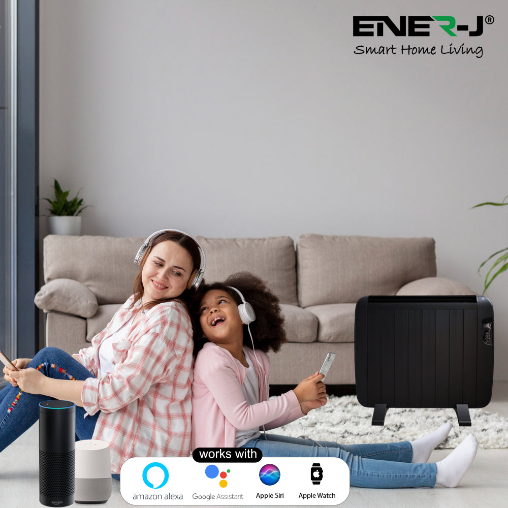 Smart 1200W Radiator Heater with Aluminium Heating Element, Black