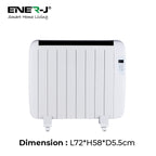 Shopify Product Title: Ener-J 1200W Smart WiFi Electric Radiator Heater, 72cm, Ultra-Slim 5.5cm Profile, Wall Mounted or Freestanding, Alexa & Google Home
