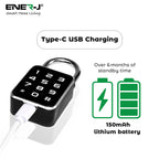 ENER-J Smart Fingerprint & Keypad Padlock, 3-in-1 Biometric, PIN & Bluetooth Lock with 20 Users, IP65 Waterproof, Long Battery Life (T32)