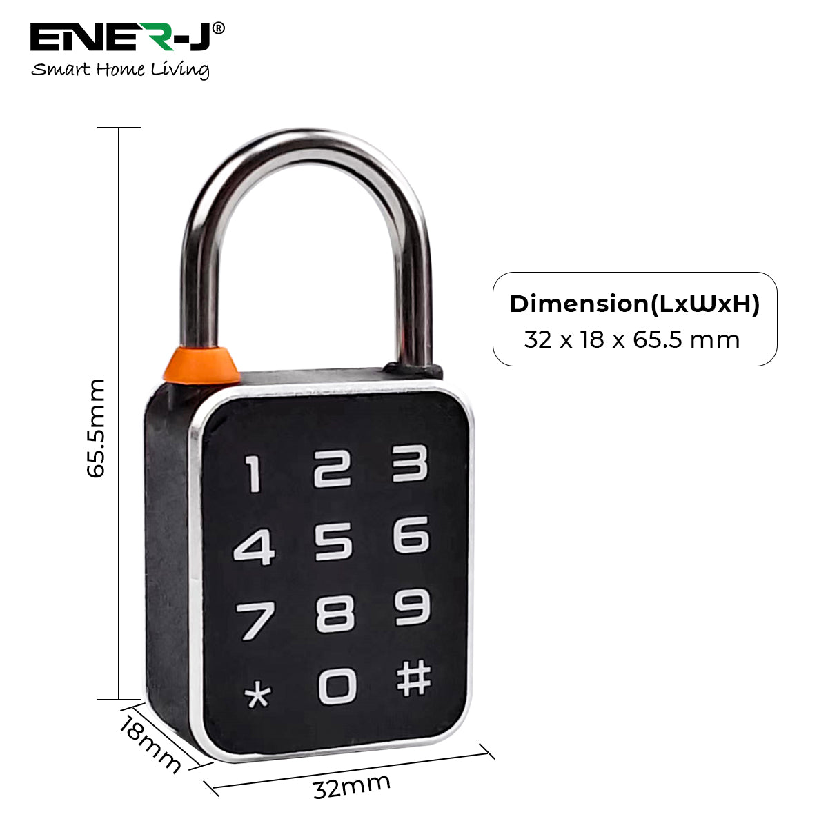 ENER-J Smart Fingerprint & Keypad Padlock, 3-in-1 Biometric, PIN & Bluetooth Lock with 20 Users, IP65 Waterproof, Long Battery Life (T32)