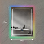 LED Bathroom Mirror with Bluetooth Speaker & RGB Border, CCT Lighting, Anti-Fog, Touch Control, IP44 Waterproof, Concealed Heated Demister Smart Rectangular Shape Vanity Mirror for Makeup