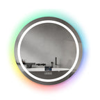 Bathroom Mirror with LED Lights, RGB Backlit Mirror with CCT, RGB Borders with Bluetooth Speaker, Round Shape Diameter 70 cms