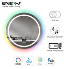 Bathroom Mirror with LED Lights, RGB Backlit Mirror with CCT, RGB Borders with Bluetooth Speaker, Round Shape Diameter 70 cms