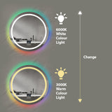 Bathroom Mirror with LED Lights, RGB Backlit Mirror with CCT, RGB Borders with Bluetooth Speaker, Round Shape Diameter 70 cms