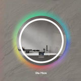 Bathroom Mirror with LED Lights, RGB Backlit Mirror with CCT, RGB Borders with Bluetooth Speaker, Round Shape Diameter 70 cms