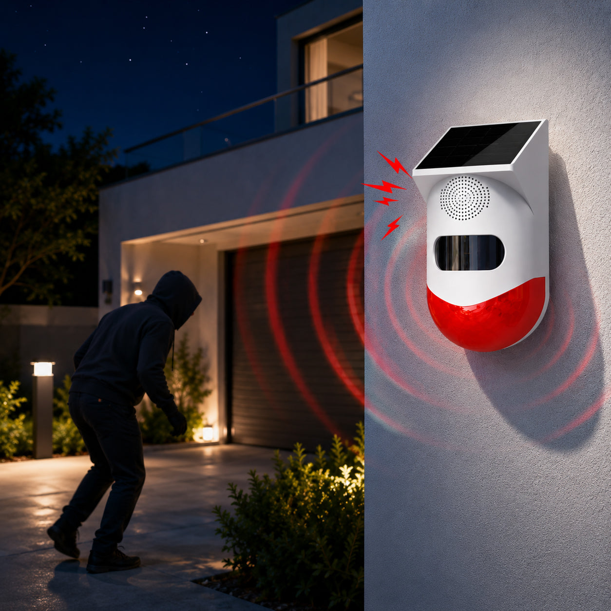 Ener-J Smart Wireless Solar Powered Outdoor Siren with Remote