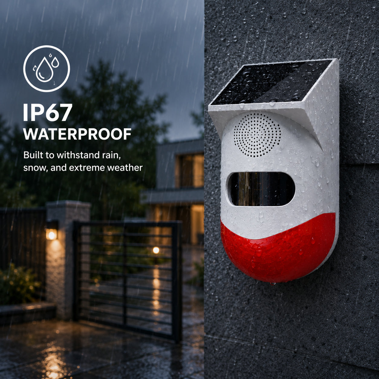 Ener-J Smart Wireless Solar Powered Outdoor Siren with Remote