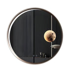 Round Aluminum LED Mirror with Moon Design - 70cm Diameter, Dimmable & CCT Adjustable Lighting