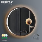Round Aluminum LED Mirror with Moon Design - 70cm Diameter, Dimmable & CCT Adjustable Lighting