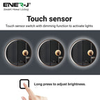 Round Aluminum LED Mirror with Moon Design - 70cm Diameter, Dimmable & CCT Adjustable Lighting