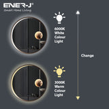 Round Aluminum LED Mirror with Moon Design - 70cm Diameter, Dimmable & CCT Adjustable Lighting