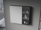 Black Aluminum LED Mirror Cabinet - Sleek Rectangular Design, 75x68 cm