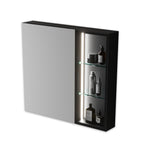 Black Aluminum LED Mirror Cabinet - Sleek Rectangular Design, 75x68 cm